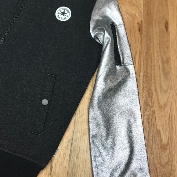 Converse metallic zip up bomber sweater jacket s - Picture 4 of 10